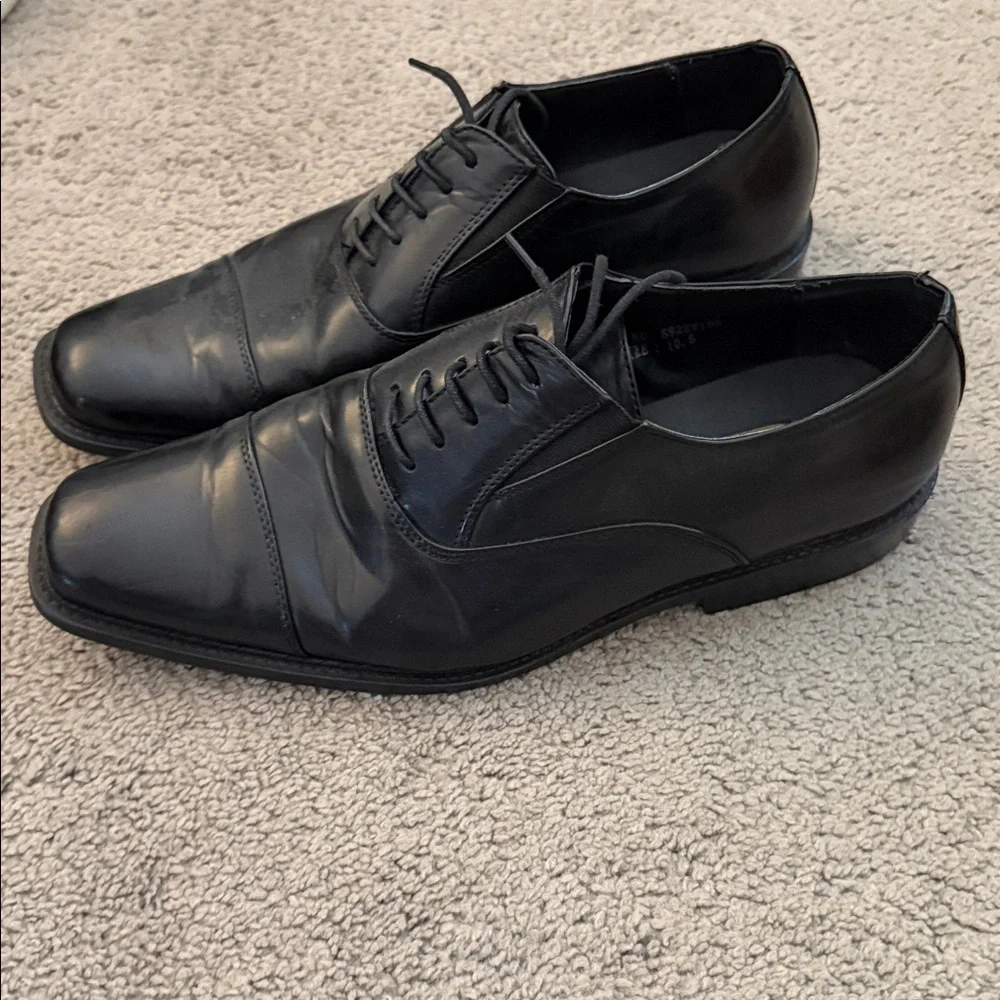 Antonio Cerrelli Black Leather Cap Toe Dress Shoes – Size 10.5